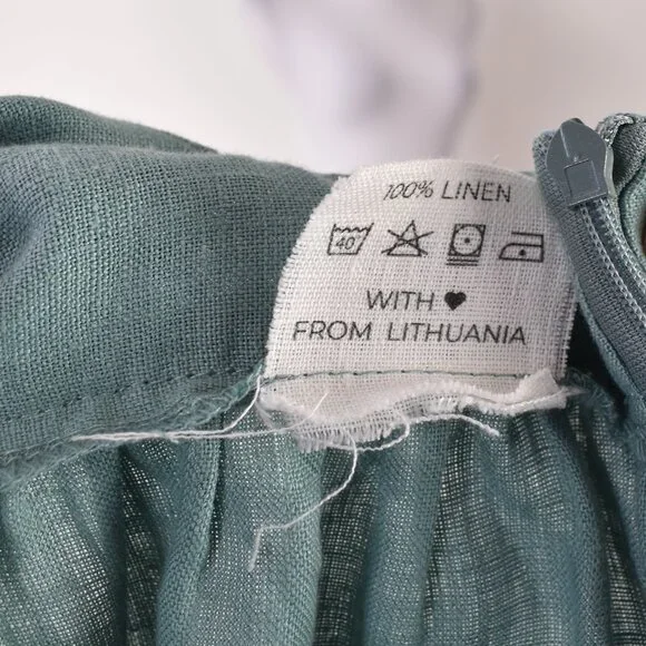 Linen Handmade Studio Open Back Madeleine Midi Dress Teal - 6 - Picture 11 of 11